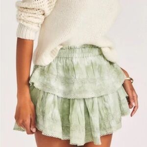 LoveShackFancy Mint Green Tiered Mini Skirt